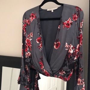 Lovers + Friends Floral Satin Crop Top